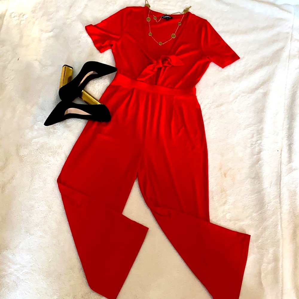 Express V Neck Red  jumpsuit